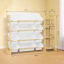 Kids Toy Storage Organizer with Bookshelf Wooden Shelf with 12 Bins & 3 Shelves, Quick Assembly Storage Rack for Playroom, Bedroom, Nursery White