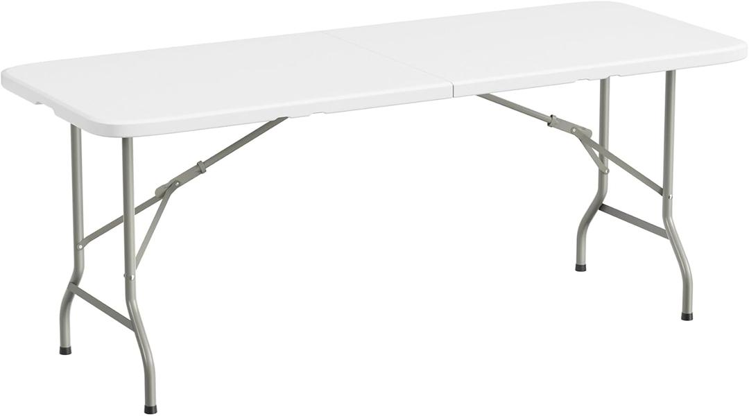 Elevon Folding Table, 6 Feet Heavy Duty Fold-in-Half Utility Table Indoor Outdoor for Camping, Picnic, Party