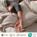 Bedsure Cotton Duvet Cover Queen - 100% Cotton Waffle Weave Linen Color Duvet Cover Queen Size, PureWoven Breathable Bedding Set for All Season, 3 Pieces, 90"x90"