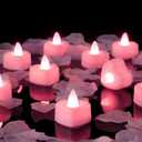 Amagic 1000 Pieces Pink Artificial Rose Petals with 12 Pink Heart LED Tea Lights, Rose Petals and Candles Set for Proposal, Anniversary, Romantic Night, Wedding Decor