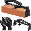 Adjustable Heavy Duty Brick Tongs Set Heavy Duty Block Tongs with Rubber Pad Handle and Work Gloves Adjustable 9-13.7 Inches Paver Claw for Bricks Lifting Carrying