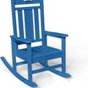 Ciokea Outdoor Rocking Chair, Navy Blue HDPE Rocking Chairs for Outside, All-Weather Comfortable Patio Rockers for Front Porch Deck Balcony