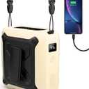 KIDEE Portable Waist Fan Clip on Belt Under Shirt w/LED Display & Flashlight, 8000mAh Battery Powered, Rechargeable 5-Speed 14600RPM Personal Cooling Fan for Construction, Warehouse, Beige