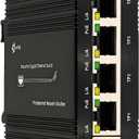 Industrial Passive 24V 5 Ports PoE Switch, 10/100/1000Mbps, Black, DIN Rail Mount, AUTO, 12-24V Input 24V Output