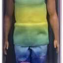 Barbie Fashionistas Ken Doll #236 with Black Hair, Wearing Blue and Green Ombre Tank with Jean Shorts and Silver Sneakers