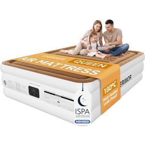 CHERIMOR Queen Air Mattress with Built in Pump, 48Hr Leak-Tested, 800 lb | 18" Raised Comfort, 180°C Heat-Sealing Leak-Resistant, Anti-Sag Horizontal Beams, 3-Min Inflation for Home Guests & Camping