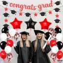 2 x KatchOn, Red and Black Grad Decoration 2025 set - Pack of 37 | Congrats Grad Banner for 2025 Graduation Party Decorations | Graduation Decorations 2025 Red