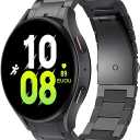 Miimall Titanium Band for Samsung Galaxy Watch 7 6 5 4 44mm 40mm/FE 40mm/5 Pro 45mm/6 4 Classic 47mm 43mm 46mm 42mm, 20mm Men No Gaps Business Titanium Metal Bracelet Strap Band for Galaxy Watch Black