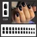 Square Press On Nails Short Blue False Nails with Solid Color Design Summer Acrylic Full Cover Glossy Glue On Stick On Nails for Women Reusable Manicure 24pcs