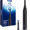 Oral-B Rechargeable Electric Toothbrush, iO2 Starter Kit, 3 Cleaning Modes, Automatic Pressure Sensor to Protect Gums, 2 Brush Heads, Night Black