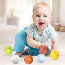 Baby Sensory Balls, Soft Rubber Balls for Toddlers 1-3, Montessori Sensory Bath Toys 6 to 12 Months, Kids Soccer Ball, Sport & Outdoors Baby Ball, 4 Rubber Soft Toys for Kids