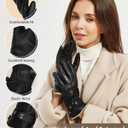 Aegend Winter Gloves Women Leather Gloves, Full Hand Touchscreen Winter Gloves for Phone&Tablet,Anti-Slip for Driving&Outdoor (Large, Black - Genuine Leather)