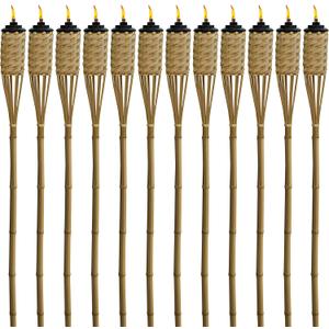 TIKI Bamboo Tiki Torches 12-Pack Weather-Resistant Outdoor Dcor with Easy-Pour Wide-Mouth Canister Refill for Patio, Garden, Backyard, and Parties, 57-Inch Citronella Torches
