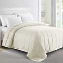 Puredown Blankets Queen Size - Soft Lightweight Down Blanket for Bed, Cozy Warm Luxury Bed Blanket with Satin Trim, Ivory (90"X90")