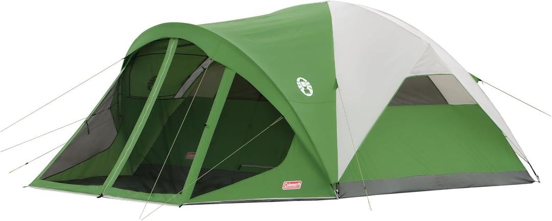 Coleman Evanston Tent with Screen Room 6/8 Person Weatherproof Tent Sets Up in 15 Mins Included Rainfly & Carry Bag Made of PFAS-Free Materials (6 Person)