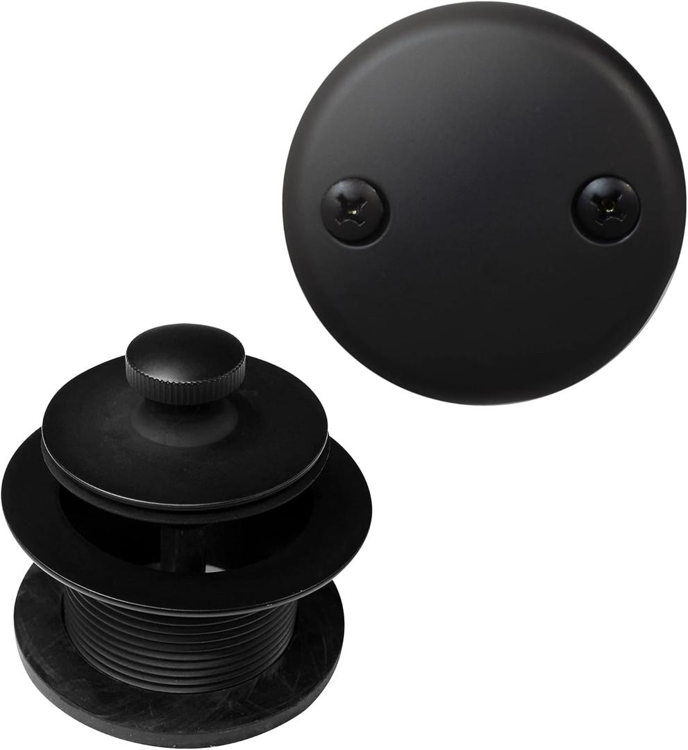 Westbrass Twist & Close Tub Trim Set with Two-Hole Overflow Faceplate, Matte Black, D94-2-62 (1-Pack)