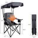 FAIR WIND Portable Canopy Camping Chair 380 LBS Capacity Heavy Duty Oversized Folding Lawn Chair with Sunshade for Beach, Fishing, Sports & Outdoors