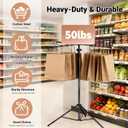 Heavy Duty Metal Shopping Bag Rack - Adjustable Height 51" to 71", Foldable Bag Holder Stand with Storage Bag, Retail Display Stand for Store/Boutique/Mall (Holds 50lbs)