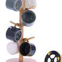 Mug Holder Tree, Upgraded 360 Rotated 8 Hooks Coffee Mug Holders for Counter, Bamboo Mug Rack Stand for Coffee Bar Accessories