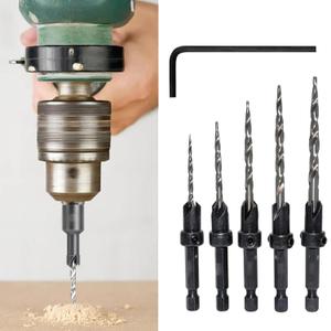 Generic 5-Piece Hex Shank Twist Drill Bit Set, Quick Change HSS Drill Bits for Metal, Wood, and Plastic