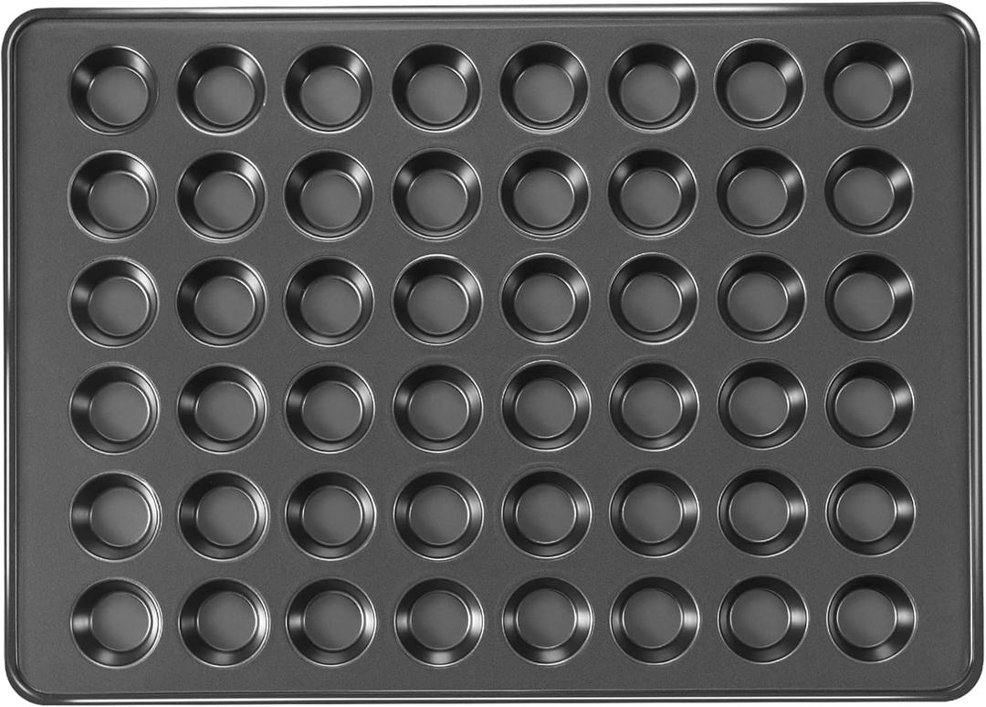 HONGBAKE 48 Cup Mini Muffin Pan, Small Cupcake Pan, Premium Nonstick Muffin Tin for Baking Cheesecake, Dishwasher Safe and Heavy Duty, Carbon Steel (Mini48 cup)