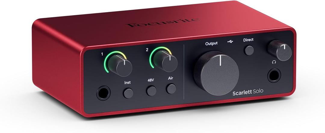 Focusrite Scarlett Solo 4th Gen USB Audio Interface, for the Guitarist, Vocalist, or Producer: High-Fidelity, Studio Quality Recording, and All the Software You Need to Record
