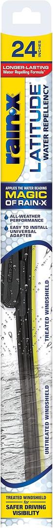 Rain-X 5079280-2 Latitude 2-In-1 Water Repellent Wiper Blades, 24 Inch Windshield Wipers (Pack Of 1), Automotive Replacement Windshield Wiper Blades With Patented Water Repellency Formula