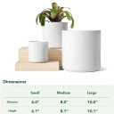LE TAUCI 10+8+6 Inch Ceramic Pots for Plants, Indoor Planters with Drainage Hole and Plug, Modern Cylinder Flower Pots Set of 3 for Living Room and Bedroom, Satin, White, Medium