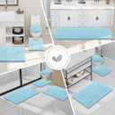 Smiry Luxury Chenille Toilet Rugs U-Shaped 24x24, Soft Absorbent Non-Slip Contour Bathroom Rugs for Toilet, Machine Washable Contoured Bath Mats, Sky Blue