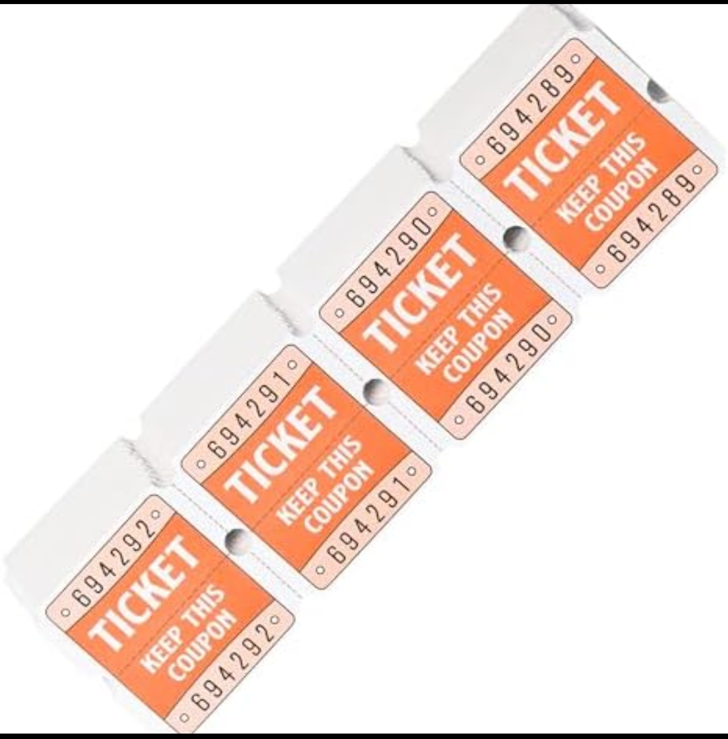 Pack Of 10 L LIKED 200 Raffle Tickets, 50/50 Double Roll Tickets for Event, Raffles, Carnival, Door Prizes and Class Reward (Orange)