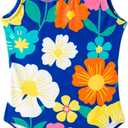Girls One Piece Swimsuits Toddler Bathing Suit Little Kids Cute Swimwear Quick Dry Striped Ruffle Floral Size 2-10T (2-3T, Navy Blue Flower)