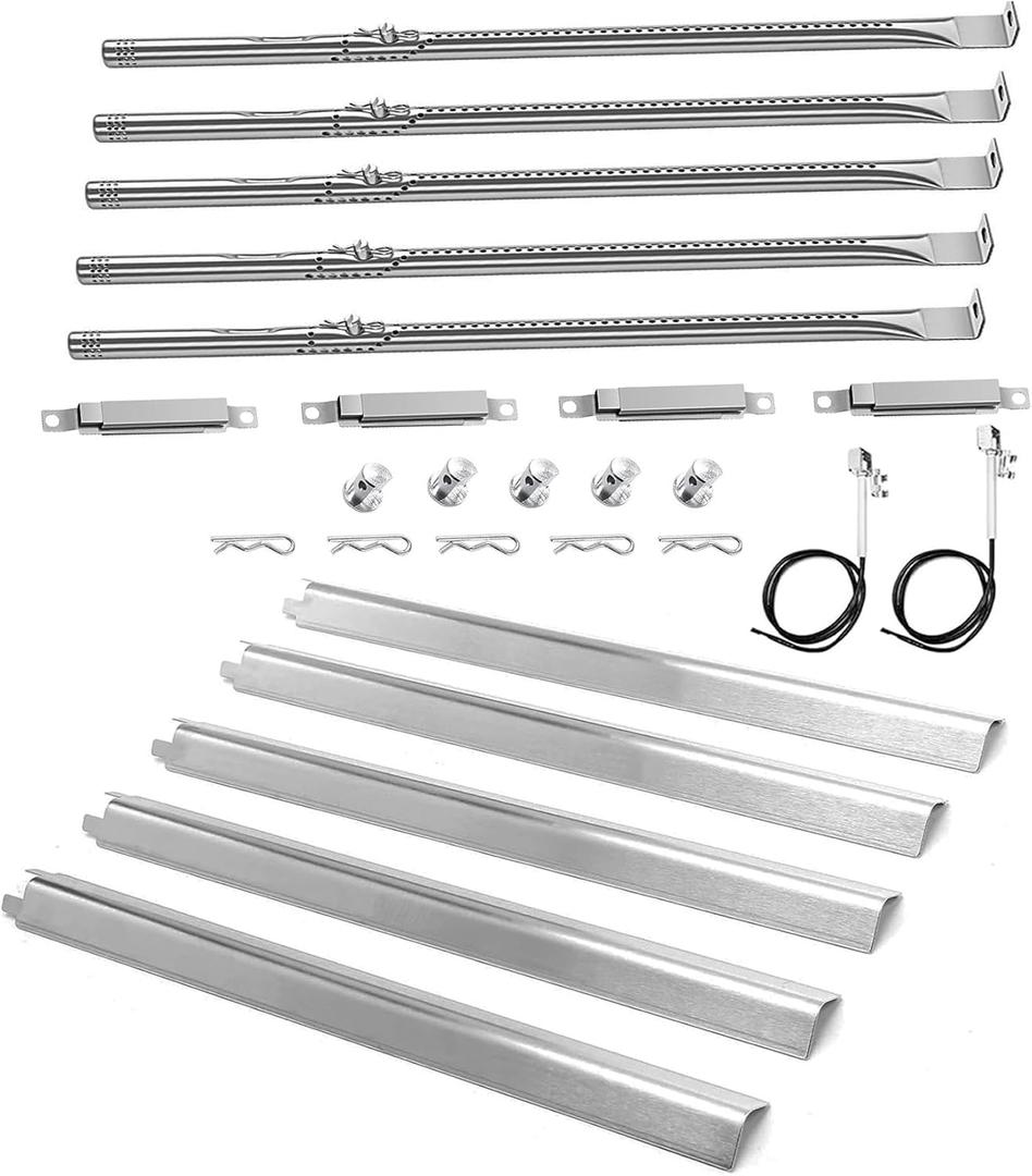 Grill Replacement Parts for Charbroil Performance 5 Burner Gas Grill 463448021 463450022 463451022, 4 Burner 463365021, 2 Burner 463630021, Grill Burners Kit with Heat Plate, Crossover Tube, Igniter