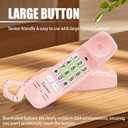 Retro Corded Landline Phone, Vintage Wall Mount & Desk Telephone - No Power Required, Emergency Use, Big Button for Seniors/Elderly with Loud Ringer & Flashing Light, Clear Sound (Pink)