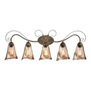 CLAXY Vintage Rustic Vanity Lights Amber Glass Wall Sconces-5 Lights