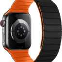 Magnetic Silicone Bands Compatible with Apple Watch 42mm(Series 11/10) 41mm 40mm 38mm, Sport Wristband for Men Women Compatible with iWatch SE Series 11 10 9 8 7 6 5 4 3, Black-Orange