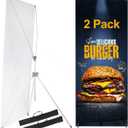 YOSE X Frame Banner Stand Fits Any Banner Adjustable Size 23"X63" to 32"X78" with Portable Retractable Carrying Bag, Customize Stand for Trade Show Exhibition Market (2PacksIndoor Use)