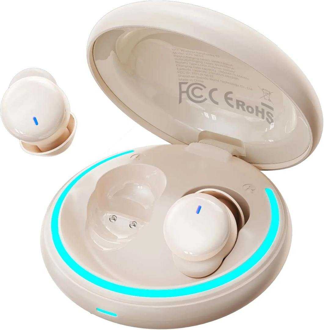 NE92 Sleep Earbuds, Ultra-Mini Side Sleeper Earbuds 3g, Bluetooth 6.0, 40Hrs, Hi-Fi Stereo Sound Mini Invisible Earplugs for Side Sleepers Small Ear Buds, Wireless Headphones for Travel & Busines