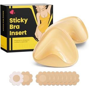 DesirTop Double Sided Sticky Bra Push Up, Invisible Bra Pad Inserts for large breasts, Adhesive Bra for Bikini Swimsuit, M