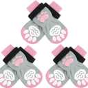 Non Slip Dog Socks with Grippers to Prevent Licking Paws for Hardwood Floors - Anti Slip Shoes 3 Pairs Booties Winter Boots Paw Protectors for Small to Large Senior Dogs Prevent Scratching (S - Paw width 2.15 in, Pink)