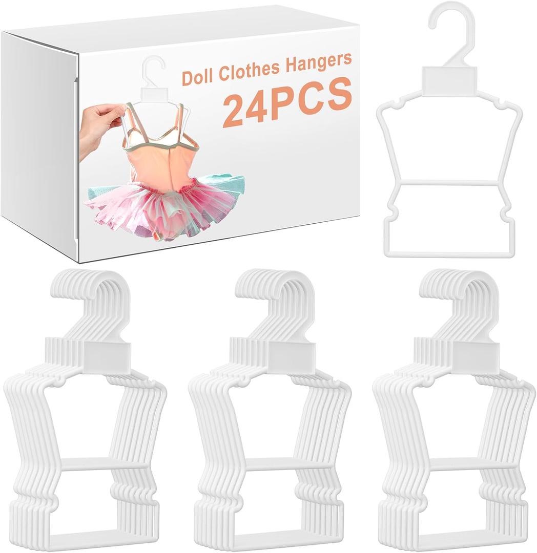 24pcs Doll Clothes Hangers for 18" Doll ClothesSturdy Hangers Hold Your Tops & Bottoms Together Including Dresses, Pants, Shirts, Skirts, & AccessoriesSuitable Gift(White) 24pcs Doll Clothes Hangers for 18" Doll ClothesSturdy Hangers Hold Your Tops & Bottoms Together Including Dresses, Pants, Shirts, Skirts, & AccessoriesSuitable Gift(White)