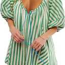 Pdxnyxx Y2k Shorts Romper Tie Front Casual Maternity V Neck Vacation Cute Puff Sleeve Summer Tshirt Rompers (Green, Small)