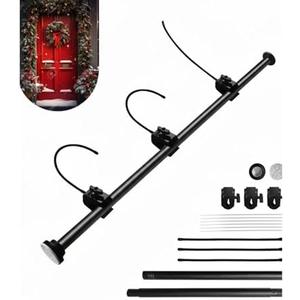 Bucherry Front Door Garland Hanger - Adjustable 32"- 39" Heavy-Duty Christmas Halloween Door Frame Garland Hanger for Hanging Wreaths No Screws, Drilling, Damage-Free, Easy Assembly (Black)