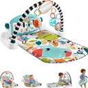 Fisher-Price Baby Playmat Glow and Grow Kick & Play Piano Gym, Blue Musical Learning Toy with Developmental Activities for Newborns 0+ Months