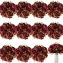 Tigeen Artificial Flowers Artificial Peonies Silk Flowers Faux Peony Fake Peony Silk Hydrangea Bouquet for Wedding Table Centerpiece Floral Vase Decor(Claret,12 Bundles)