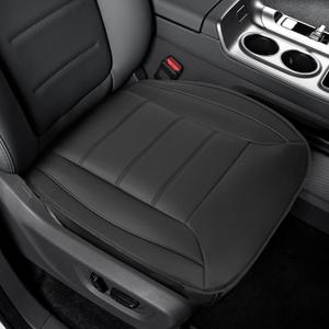 CICMOD Front Bottom Seat Cover for Cars SUV Trucks, 1 Pack Waterproof PU Leather Driver Seat Cushion Protector with Storage Pocket, 21" x 21" - Black