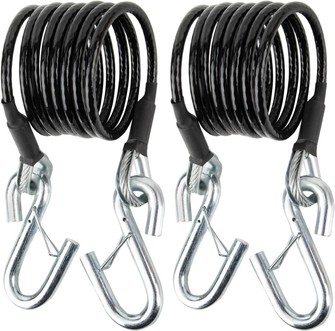 Safety Cable Kit Replace BX88196 for RV Class III Trailer Safety Cables with S-Hooks 7FT 7500lbs 2 PCS