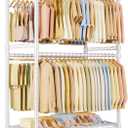 ULIFHOME P4 Plus Rolling Clothes Rack Heavy Duty, Clothing Racks for Hanging Clothes, Free Standing Garment Racks with Wheels, Portable Closet Rack 45''W 20.5''D 80.5''H, Max Load 570 Lbs, White