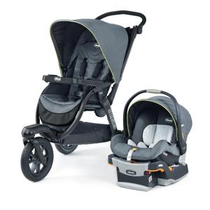 Chicco Activ3 Jogging Stroller Travel System, Includes Chicco KeyFit 30 Infant Car Seat with Base, Lightweight Aluminum Frame, Stroller and Car Seat Combo, Baby Travel Gear | Solar/Grey, Expires on 11/2030
