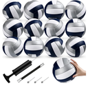 Meooeck 12 Pcs Volleyballs Official Size 5 Volley Balls Bulk Practice Volleyballs Indoor Outdoor Soft Recreational Volley Ball with Pump for Beginner Teen for Gym Training Beach Pool