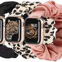 TOYOUTHS 3 PCS Compatible with Apple Watch Band Scrunchies 41mm 40mm 38mm Cloth Soft Pattern Printed Fabric Wristband Bracelet Women IWatch Elastic Bands Series SE 10 9 8 7 6 5 4 3 2 1, S/M